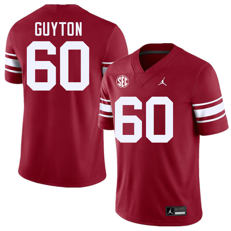 Oklahoma Sooners #60 Tyler Guyton College Football Jerseys,Uniforms-Throwback